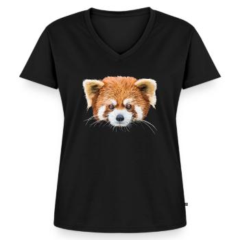 Roter Panda - Frauen Premium Bio T-Shirt mit V-Ausschnitt - Schwarz - Vorne - AI Model Female 172 light (172cm)