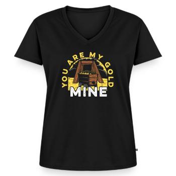 Goldbergbau Goldmine - Frauen Premium Bio T-Shirt mit V-Ausschnitt - Schwarz - Vorne - AI Model Female 172 light (172cm)