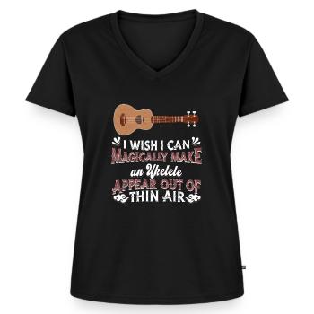 Ukulele - Frauen Premium Bio T-Shirt mit V-Ausschnitt - Schwarz - Vorne - AI Model Female 172 light (172cm)