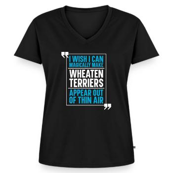 Wheaten Terrier Dog - Women's Premium Organic V-neck T-shirt - black - Front - AI Model Female 172 light (172cm)