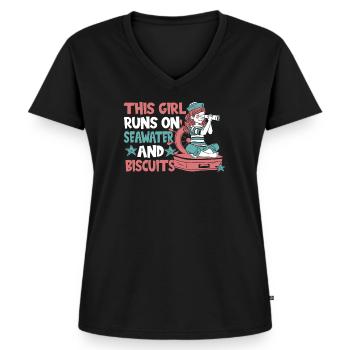 Seglen Segelboot Segler - Frauen Premium Bio T-Shirt mit V-Ausschnitt - Schwarz - Vorne - AI Model Female 172 light (172cm)