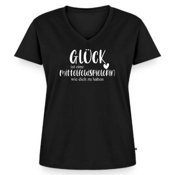 Fußball Mittelfeldspielerin Frauenfußball Geschenk - Frauen Premium Bio T-Shirt mit V-Ausschnitt - Schwarz - Vorne - AI Model Female 172 light (172cm)