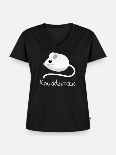 Knuddelmaus - Frauen Premium Bio T-Shirt mit V-Ausschnitt - Schwarz