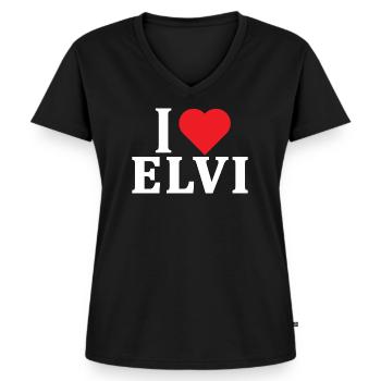 t-shirt I love Elvi t-shirt gift idea - Women's Premium Organic V-neck T-shirt - black - Front - AI Model Female 172 light (172cm)