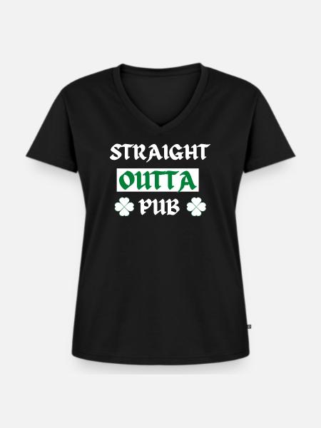 Pub Night Kleeblatt T-Shirt - Frauen Premium Bio T-Shirt mit V-Ausschnitt - Schwarz