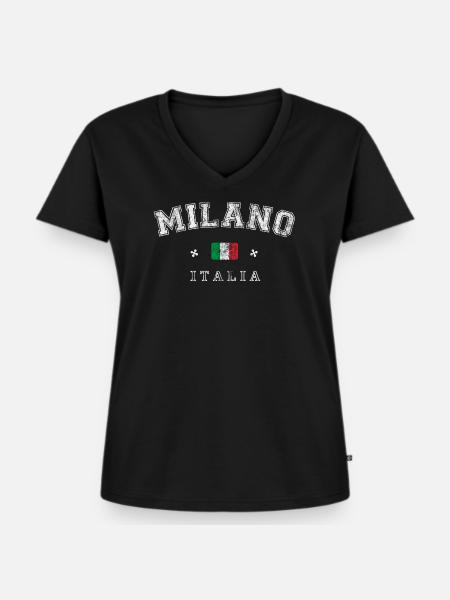 Milano Italia - Frauen Premium Bio T-Shirt mit V-Ausschnitt - Schwarz