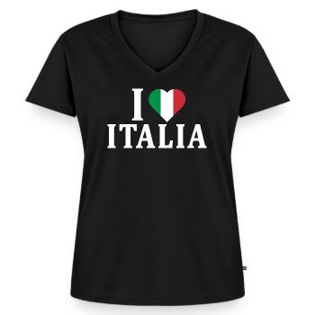 t-shirt I love Italy flag t-shirt idée cadeau - T-shirt encolure en V Premium bio Femme - noir - Devant - AI Model Female 172 light (172cm)