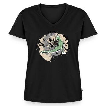 Yoga Sports on Valentine's Day - Women's Premium Organic V-neck T-shirt - black - Front - AI Model Female 172 light (172cm)
