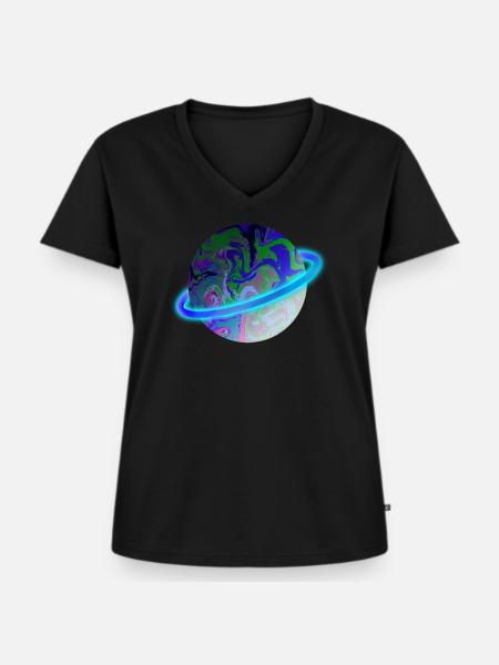 Blue Shiny - Frauen Premium Bio T-Shirt mit V-Ausschnitt - Schwarz