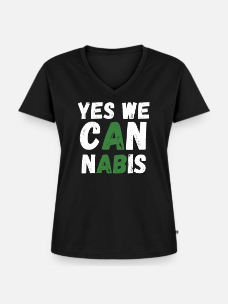 Yes We Cannabis! - Frauen Premium Bio T-Shirt mit V-Ausschnitt - Schwarz