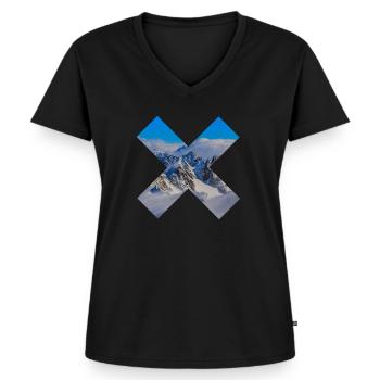 Abstract snow-capped mountains - Women's Premium Organic V-neck T-shirt - black - Front - AI Model Female 172 light (172cm)