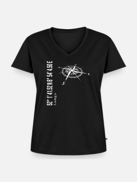 Koordinaten Lemgo - Frauen Premium Bio T-Shirt mit V-Ausschnitt - Schwarz