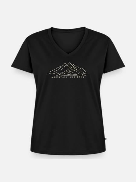 Bergsüchtig - Frauen Premium Bio T-Shirt mit V-Ausschnitt - Schwarz