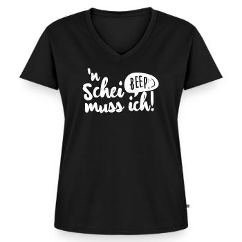 Humorvolles Spruchdesign mit Revoluzzer Flair. - Frauen Premium Bio T-Shirt mit V-Ausschnitt - Schwarz - Vorne - AI Model Female 172 light (172cm)