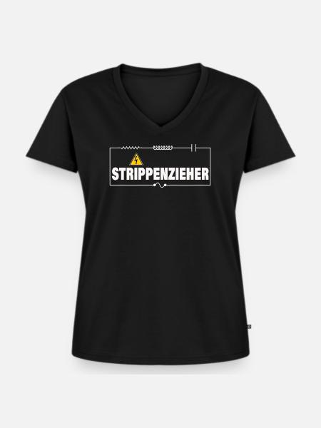 STRIPPENZIEHER - Frauen Premium Bio T-Shirt mit V-Ausschnitt - Schwarz