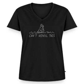 cant hendl this hühner dialekt wortspiel denglisch - Frauen Premium Bio T-Shirt mit V-Ausschnitt - Schwarz - Vorne - AI Model Female 172 light (172cm)