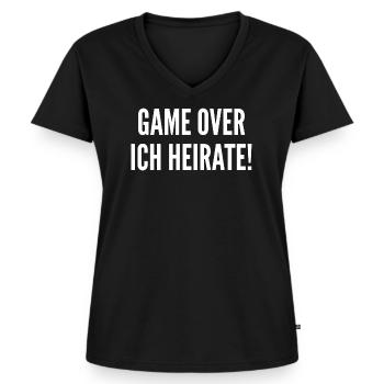 Game Over Ich Heirate - Frauen Premium Bio T-Shirt mit V-Ausschnitt - Schwarz - Vorne - AI Model Female 172 light (172cm)