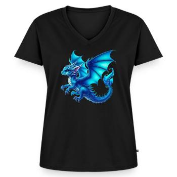 Drache - Frauen Premium Bio T-Shirt mit V-Ausschnitt - Schwarz - Vorne - AI Model Female 172 light (172cm)