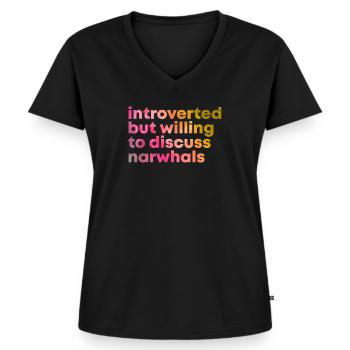 narval - T-shirt encolure en V Premium bio Femme - noir - Devant - AI Model Female 172 light (172cm)