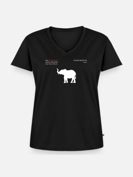 Elefant - Frauen Premium Bio T-Shirt mit V-Ausschnitt - Schwarz