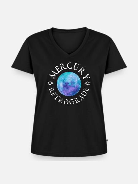 Mercury Retrograde White - Frauen Premium Bio T-Shirt mit V-Ausschnitt - Schwarz