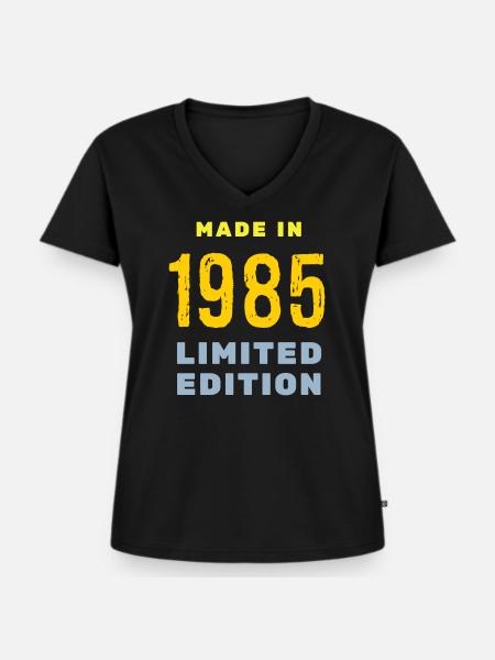1985 - Frauen Premium Bio T-Shirt mit V-Ausschnitt - Schwarz