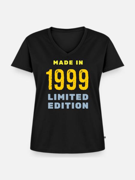 1999 - Frauen Premium Bio T-Shirt mit V-Ausschnitt - Schwarz