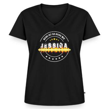 Keine ist so heiss wie JESSICA - Frauen Premium Bio T-Shirt mit V-Ausschnitt - Schwarz - Vorne - AI Model Female 172 light (172cm)