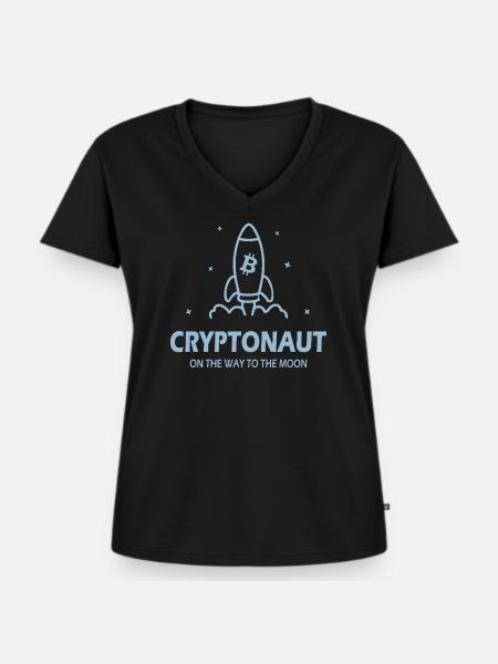 Cryptonaut Bitcoin - Frauen Premium Bio T-Shirt mit V-Ausschnitt - Schwarz
