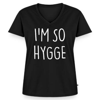 I'M SO HYGGE - Frauen Premium Bio T-Shirt mit V-Ausschnitt - Schwarz - Vorne - AI Model Female 172 light (172cm)
