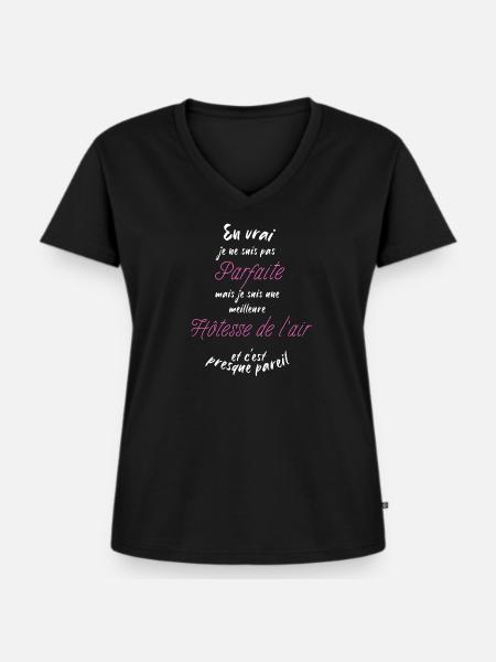 Ich bin die beste Flugbegleiterin - Frauen Premium Bio T-Shirt mit V-Ausschnitt - Schwarz