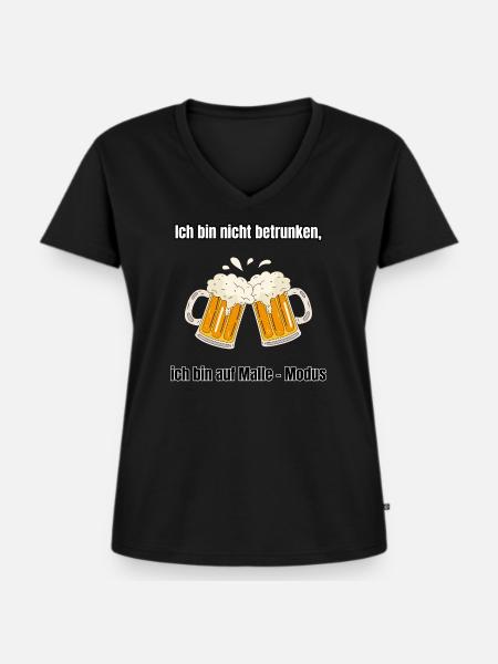 Malle Kollektion - Frauen Premium Bio T-Shirt mit V-Ausschnitt - Schwarz