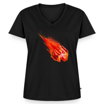 Astéroïde lumineux avec queue de feu - Conception de puissance - T-shirt encolure en V Premium bio Femme - noir - Devant - AI Model Female 172 light (172cm)