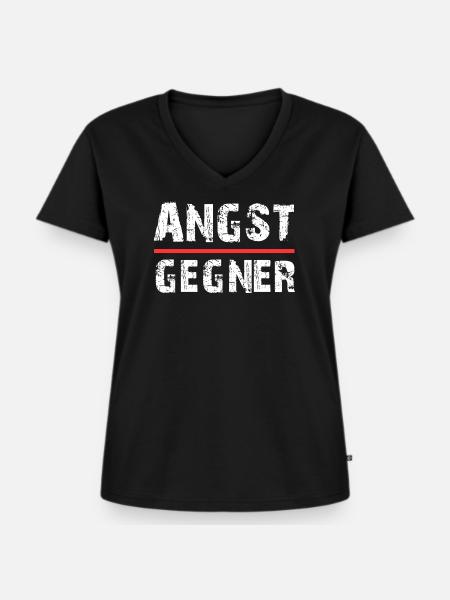 Gamer Angstgegner Furchtlos Kampfgeist - Frauen Premium Bio T-Shirt mit V-Ausschnitt - Schwarz