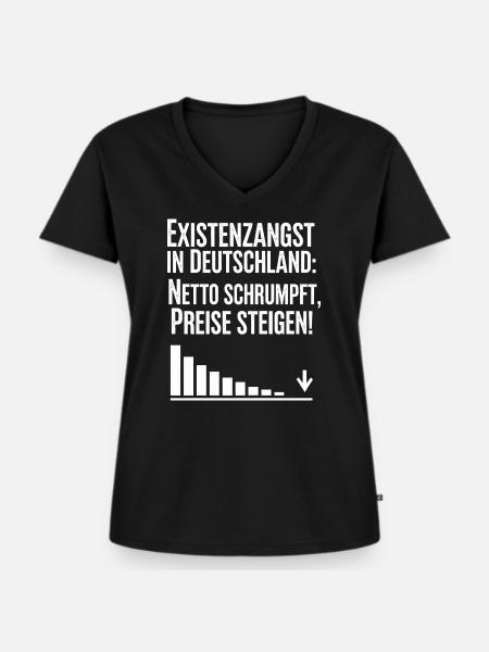 Existenzangst in Deutschland - Frauen Premium Bio T-Shirt mit V-Ausschnitt - Schwarz