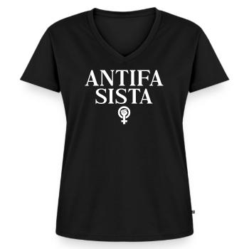 Antifascisme Antifa Sista - T-shirt encolure en V Premium bio Femme - noir - Devant - AI Model Female 172 light (172cm)