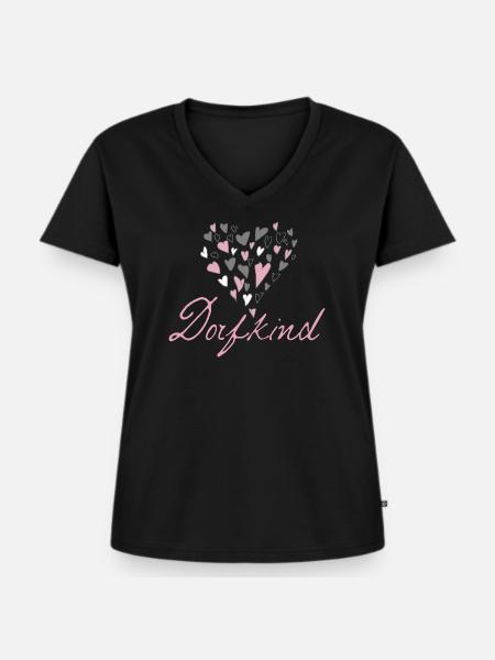 Dorfkind - Frauen Premium Bio T-Shirt mit V-Ausschnitt - Schwarz