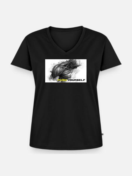 Starke Selbstmotivation Illustration - Frauen Premium Bio T-Shirt mit V-Ausschnitt - Schwarz