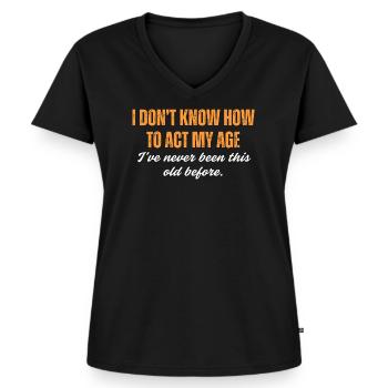 So alt war ich noch nie - Frauen Premium Bio T-Shirt mit V-Ausschnitt - Schwarz - Vorne - AI Model Female 172 light (172cm)