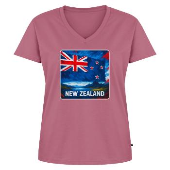 Conception du drapeau de la Nouvelle-Zélande - T-shirt encolure en V Premium bio Femme - mauve - Devant - AI Model Female 172 dark (172cm)