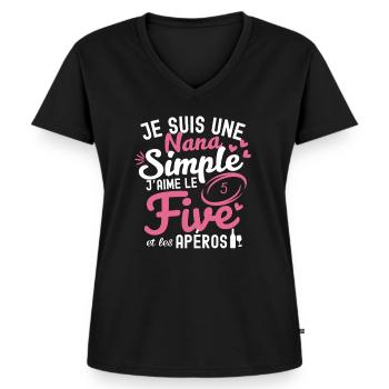 T-shirt pour copine rugby - Joueuse de Rugby five - T-shirt encolure en V Premium bio Femme - noir - Devant - AI Model Female 172 light (172cm)