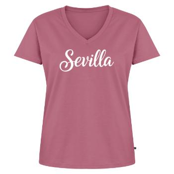 Sevilla Handwritten Script Logo - Women's Premium Organic V-neck T-shirt - mauve - Front - AI Model Female 172 dark (172cm)
