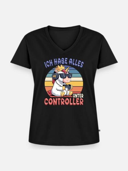 der könig will zocken - Frauen Premium Bio T-Shirt mit V-Ausschnitt - Schwarz