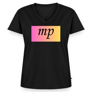 Mezzopiano Mittelleise - Musikalische Anweisung - Frauen Premium Bio T-Shirt mit V-Ausschnitt - Schwarz - Vorne - AI Model Female 172 light (172cm)
