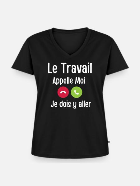 Die Arbeit ruft mich - Frauen Premium Bio T-Shirt mit V-Ausschnitt - Schwarz