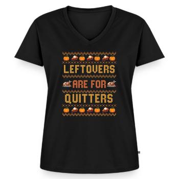 Reste sind für Aufhörer Thanksgiving-Witz - Frauen Premium Bio T-Shirt mit V-Ausschnitt - Schwarz - Vorne - AI Model Female 172 light (172cm)