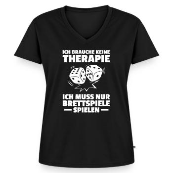 Keine Therapie Gesellschaftsspiel Brettspiel - Frauen Premium Bio T-Shirt mit V-Ausschnitt - Schwarz - Vorne - AI Model Female 172 light (172cm)
