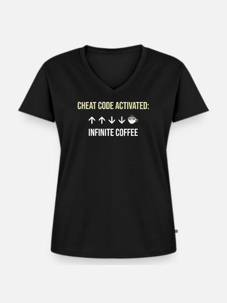 Unendlicher Kaffee Aktiver Cheat-Code - Frauen Premium Bio T-Shirt mit V-Ausschnitt - Schwarz