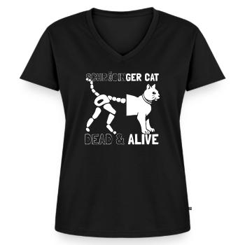 Schrödingers Katze - Frauen Premium Bio T-Shirt mit V-Ausschnitt - Schwarz - Vorne - AI Model Female 172 light (172cm)
