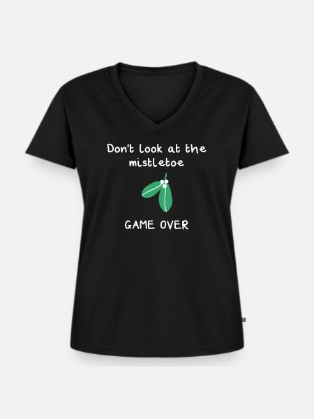 Mistelzweig Spiel vorbei - Frauen Premium Bio T-Shirt mit V-Ausschnitt - Schwarz